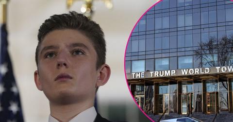 Composite photo of Barron Trump and Trump Tower.