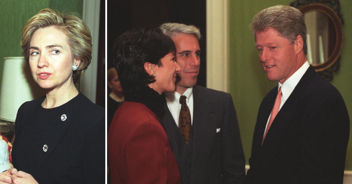 Split photo of Hillary Clinton, Bill Clinton, Ghislaine Maxwell and Jeffrey Epstein.
