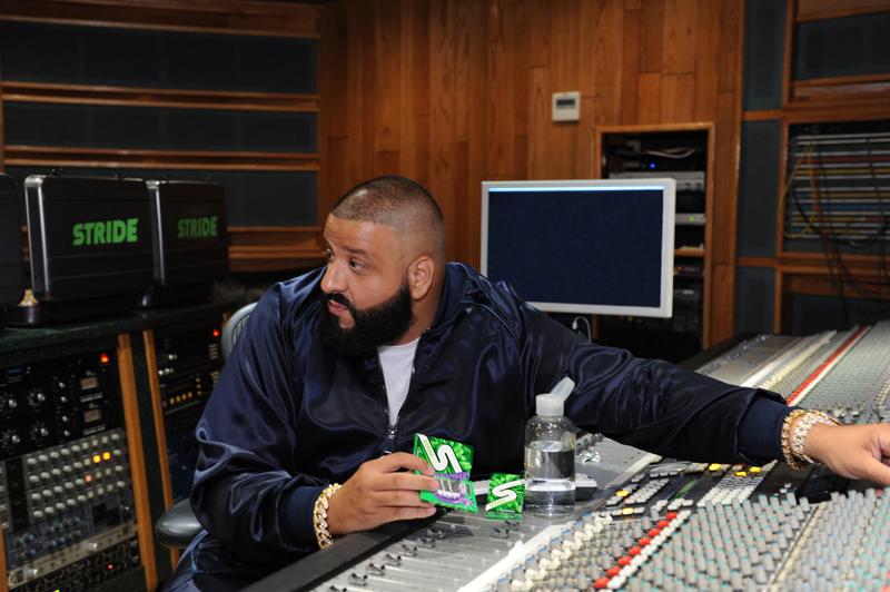 DJ Khaled Chews All New Stride Gum Charged with Crunch Reactors While Laying Down A Track