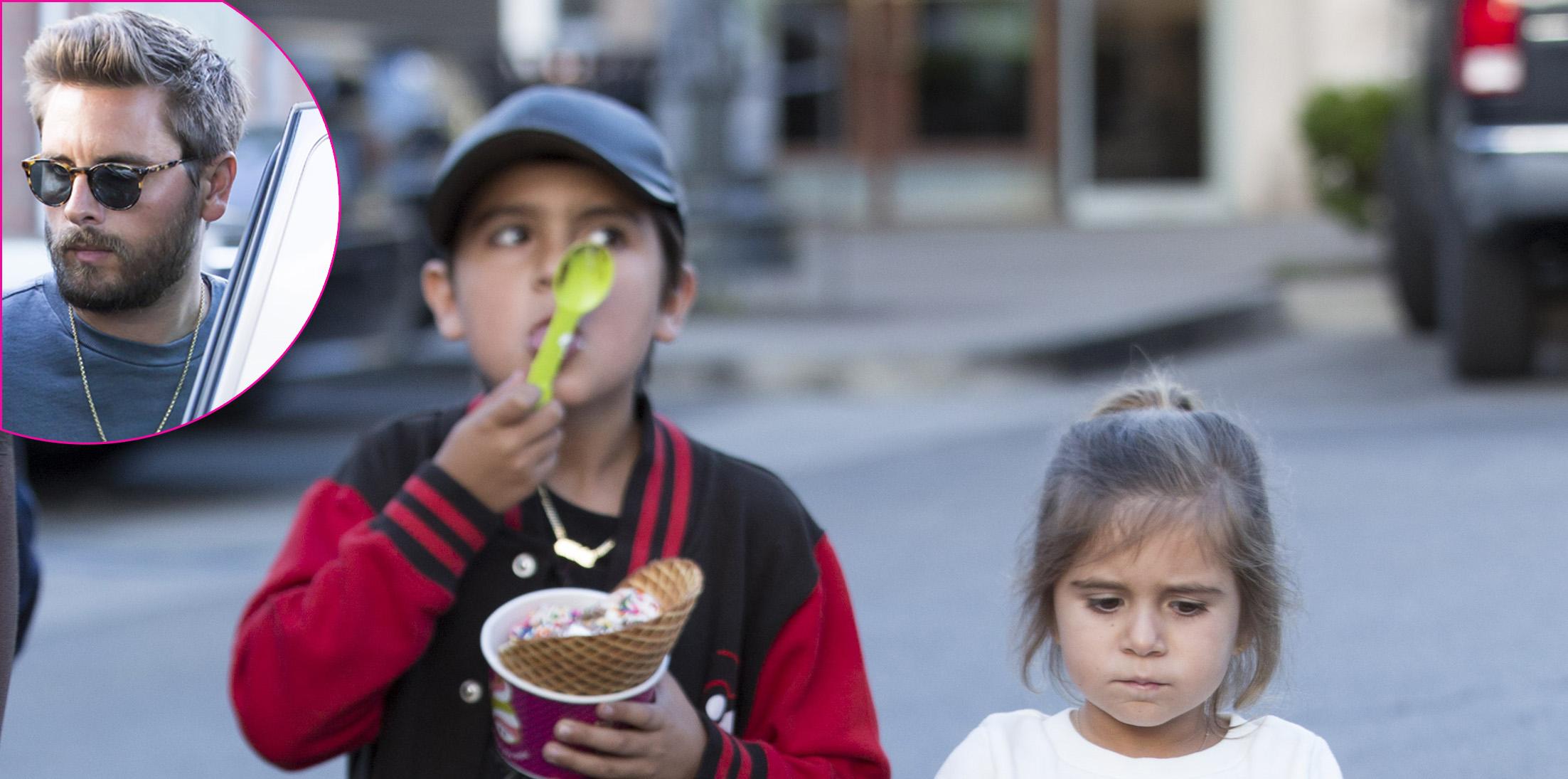 Scott Disick takes his kids out to get Frozen Yogurt at Menchies