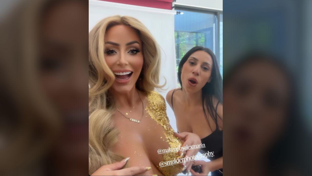 Photo of Aubrey O'Day shared behind-the-scenes photos from a recent shoot with the NFL.