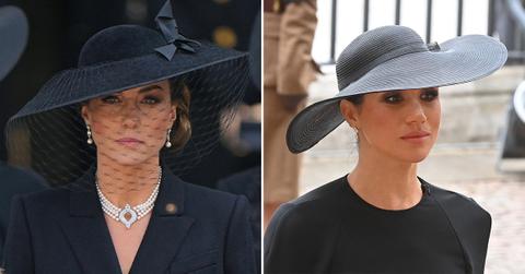 kate middleton and meghan markle pay tributes to the queen through their funeral outfits pp