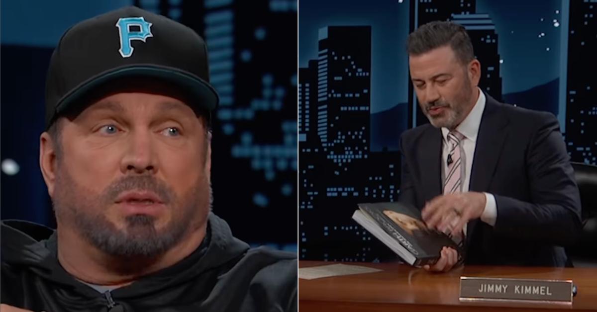 Photo of Garth Brooks; picture of Jimmy Kimmel.