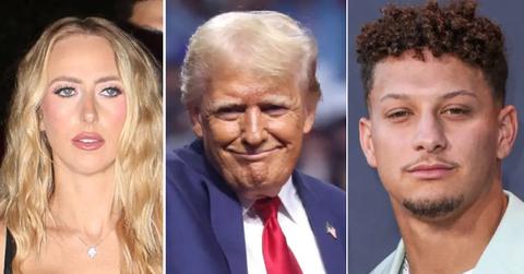 Photos of Brittany Mahomes, Donald Trump and Patrick Mahomes.