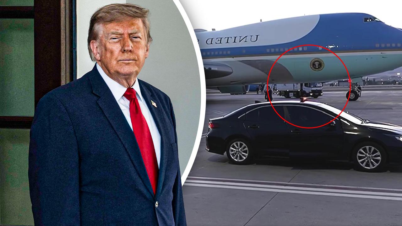 Composite photo of Donald Trump and Air Force One.