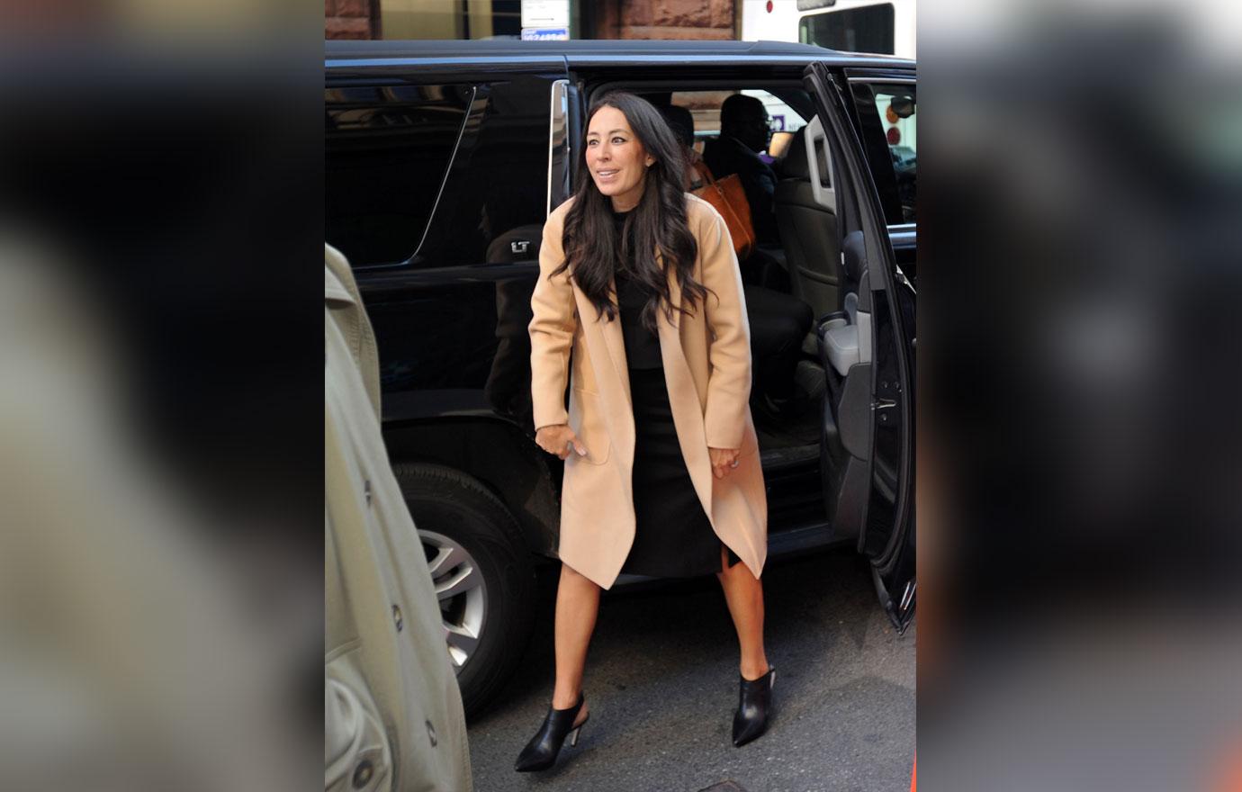 Joanna coming out of car