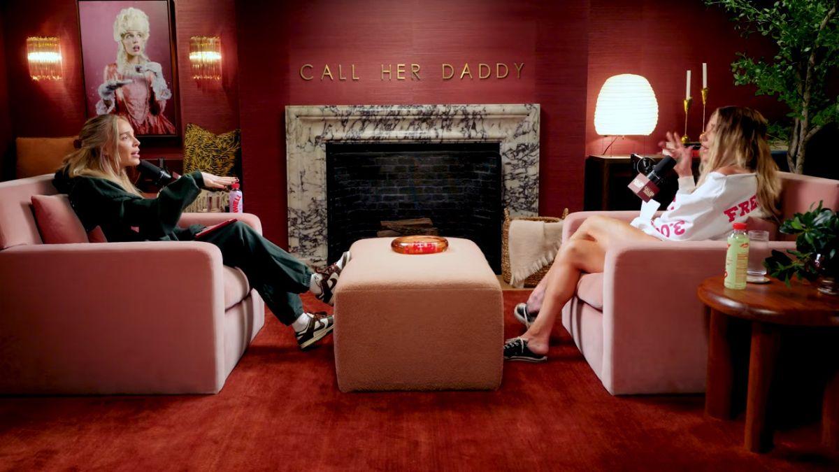 Photo of Kesha lost her placenta – that she wears as jewelry – on Alex Cooper's couch mid-interview. 