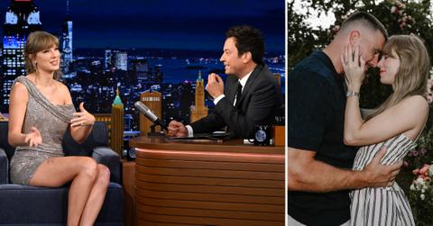 Photo of Taylor Swift and Jimmy Fallon and a photo of the singer with Travis Kelce