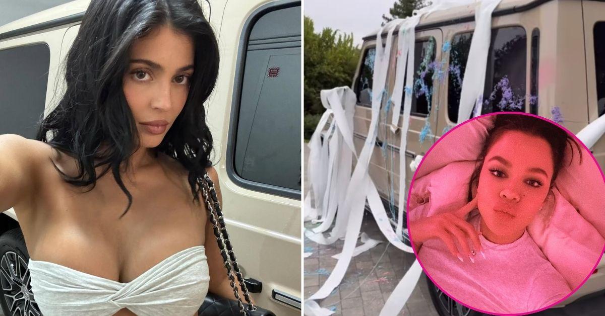 Composite Photos of Khloe Kardashian and Kylie Jenner and Her Car