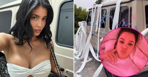 Composite Photos of Khloe Kardashian and Kylie Jenner and Her Car