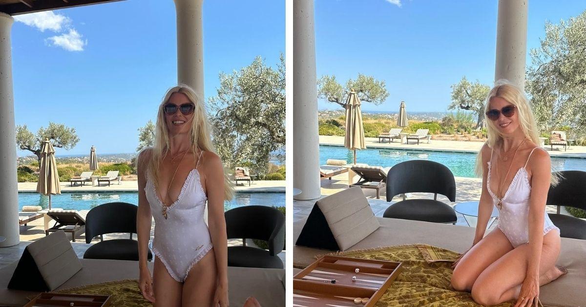 image of Claudia Schiffer celebrated her 55th birthday in Greece.