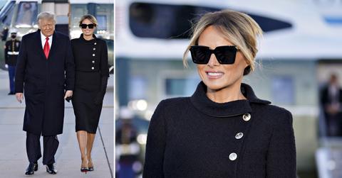 melania trump leaves office black suit pf