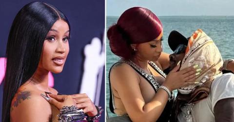 Photo of Cardi B and a photo of Cardi B with Stefon Diggs