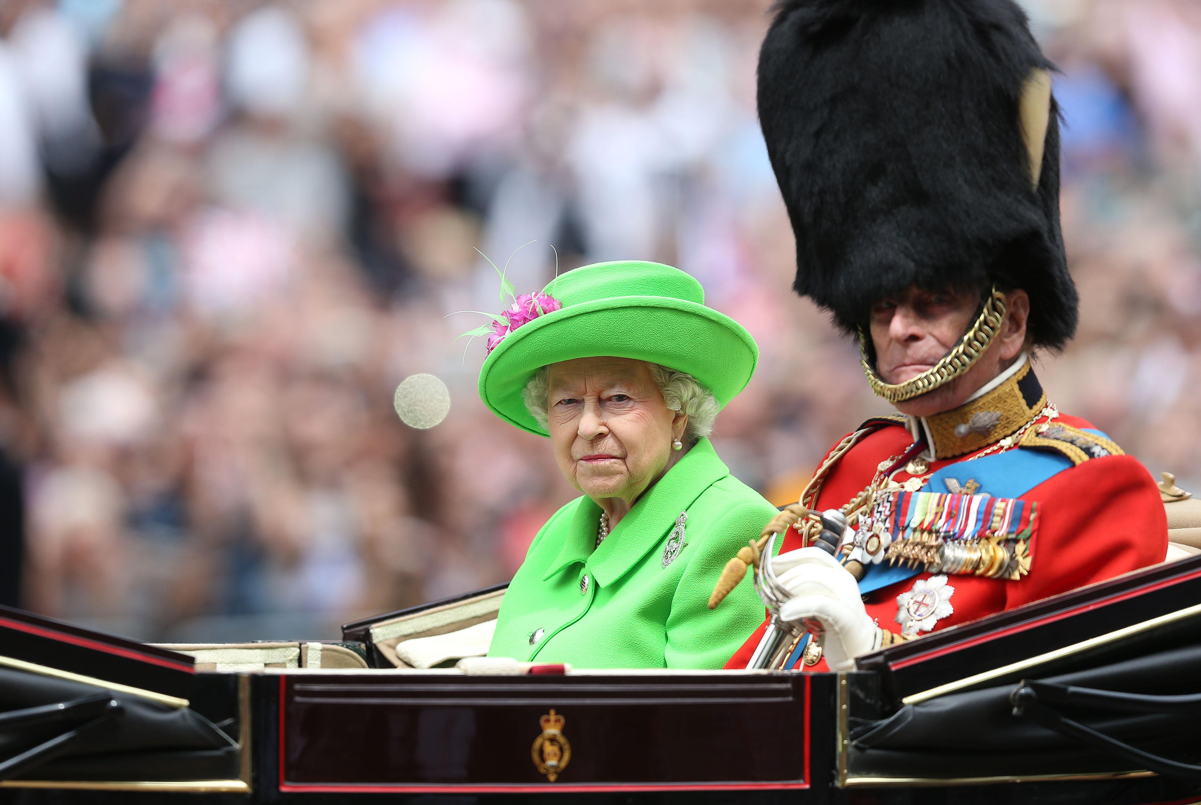 Queen Elizabeth II &amp; Prince Philip Duke of Edinburgh at Trooping of The Colour 2016