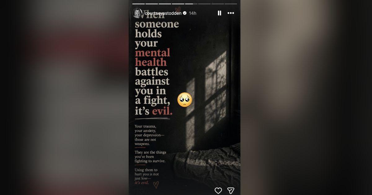 image of Courtney Stodden shared a series of cryptic Instagram Stories about relationships and emotional safety after police reportedly visited her home.