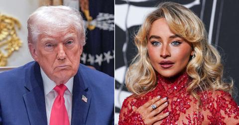 Split photo of Donald Trump and Sabrina Carpenter