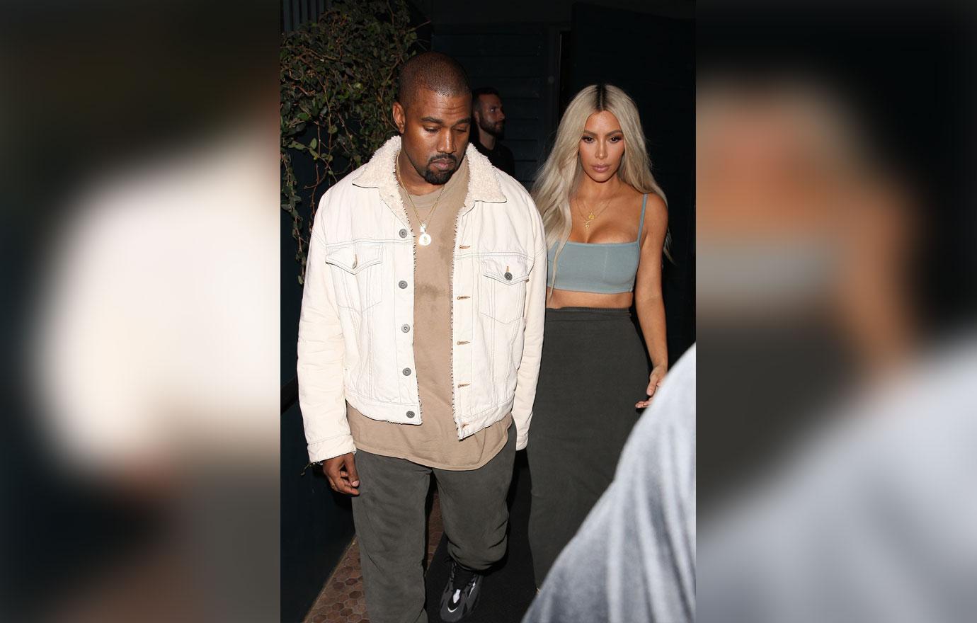 Kim Kardashian and Kanye West leave the Le petit Restaurant after attending Kendall Jenner&#8217;s 22nd birthday party