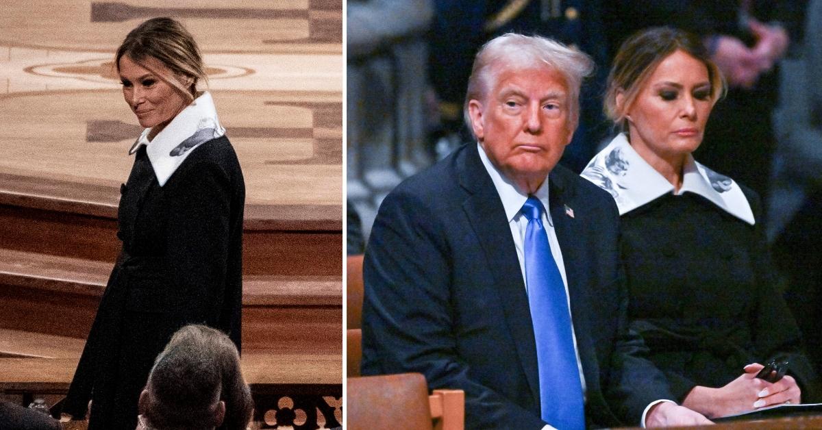 Photo of Melania Trump at Jimmy Carter's funeral and an image of Melania Trump with Donald Trump