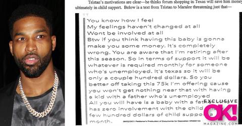 tristan thompsons text messages woman carrying baby revealed ok