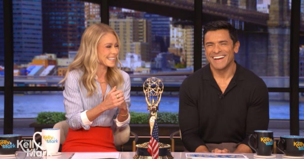 image of Kelly Ripa and Mark Consuelos shared that they were sound asleep when they won an Emmy.