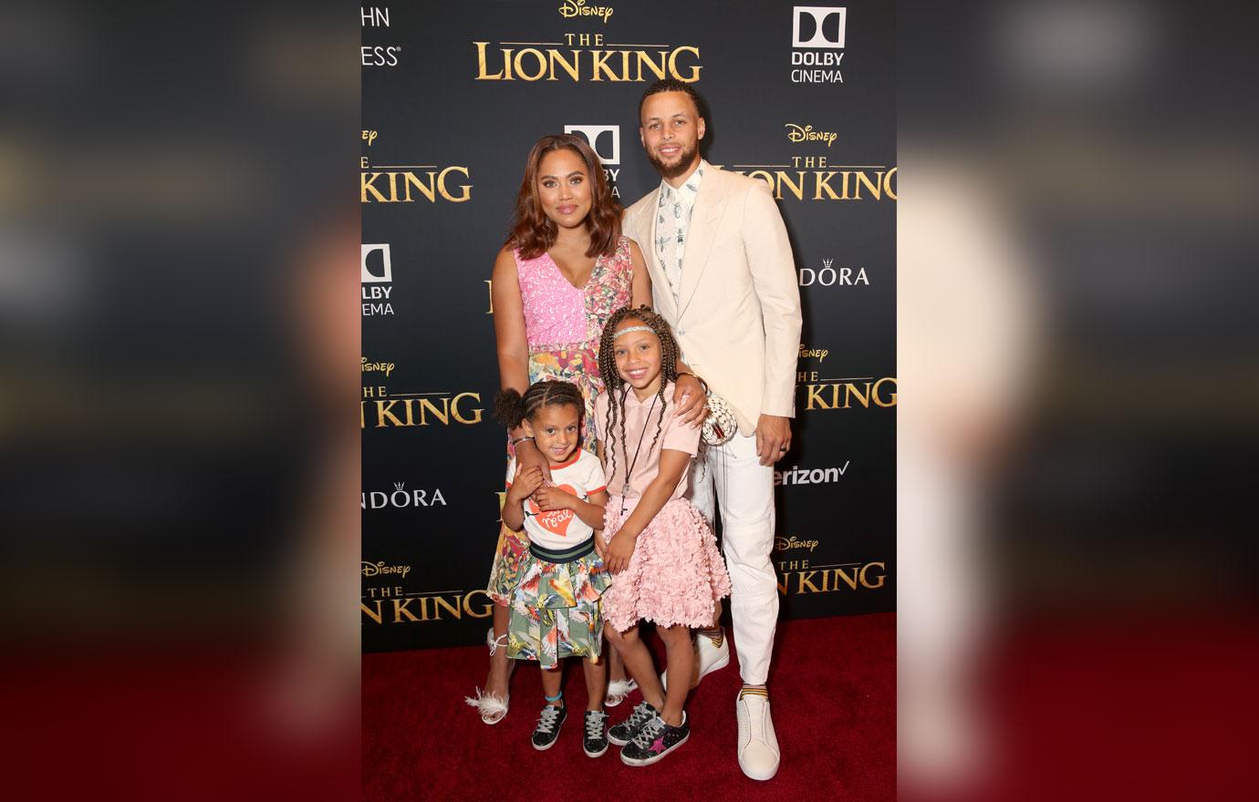 Hollywood, California, USA 9th July 2019 American Basketball player Stephen  Curry wife Ayesha Curry and daughters Riley Curry and Ryan Curry attend the  World Premiere of Disney's 'The Lion King' on July