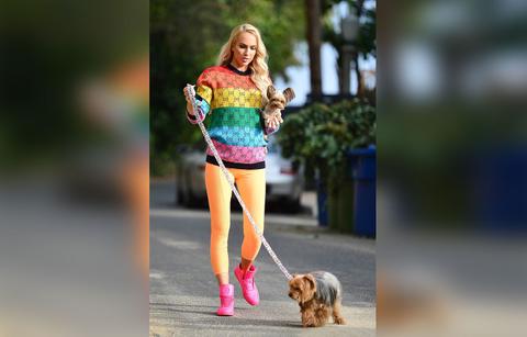 pregnant selling sunsets christine quinn goes on an even stroll with her dogs