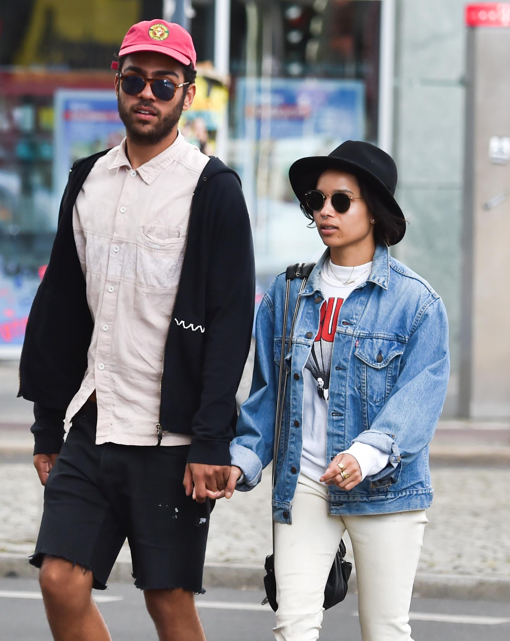 Noah Becker and his girlfriend Zoe Kravitz walking hand in hand in Berlin