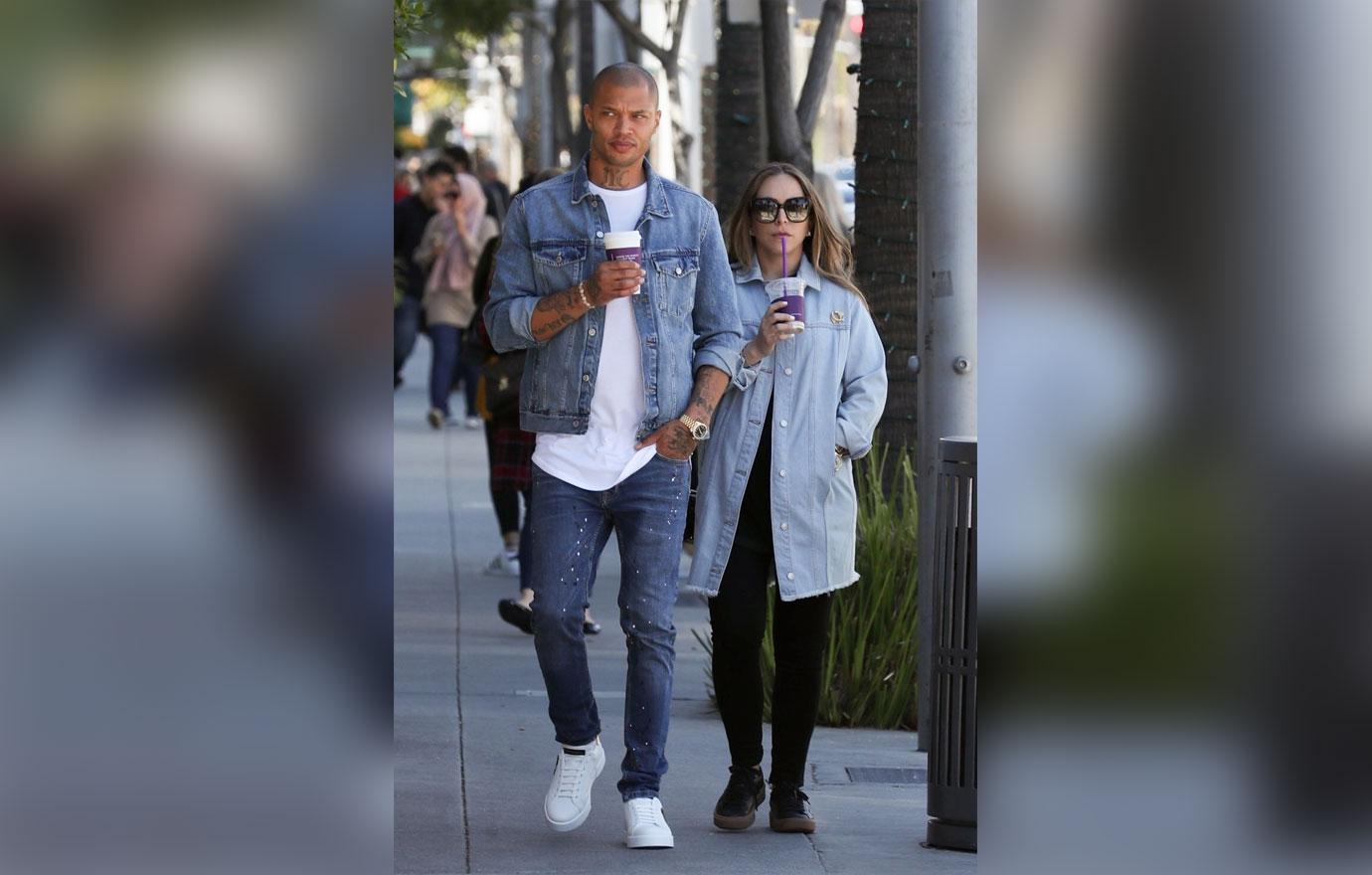 Jeremy Meeks and Chloe Green don denim during a coffee outing in 90210