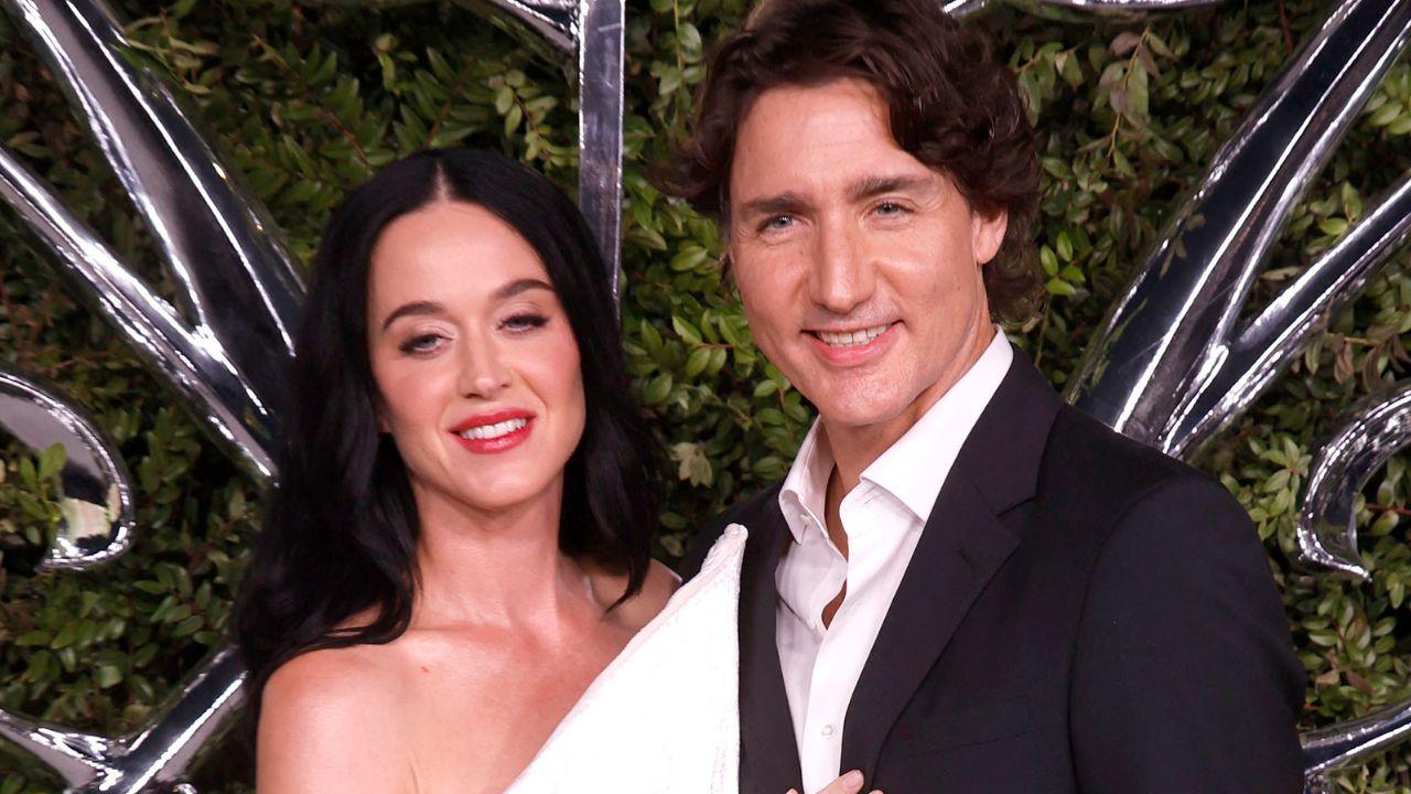 Image of Katy Perry and Justin Trudeau stayed close while posing together at the opening gala for the Lucas Museum of Narrative Art.