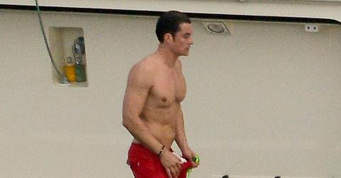 Orlando Bloom and Kristy Hinze have some fun on a yacht in St Bart