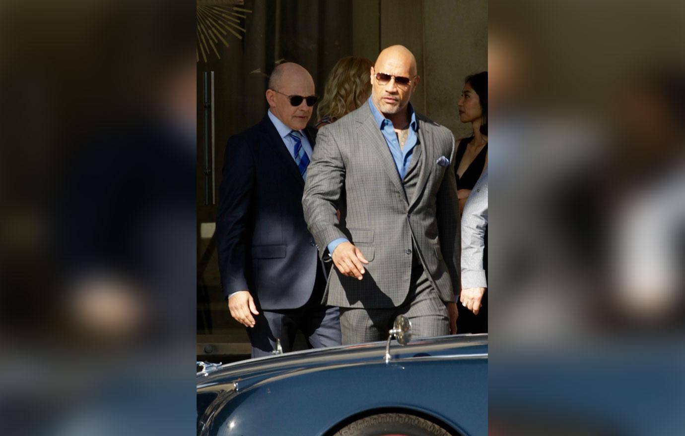 Dwayne &#8220;The Rock&#8221; Johnson and Rob Corddry are seen filming scenes for an upcoming project