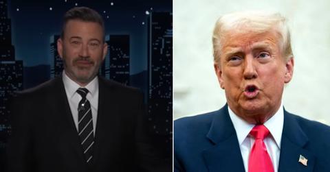 Photo of Jimmy Kimmel; picture of Donald Trump.
