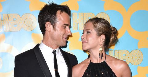 Jennifer Aniston and Justin Theroux attend the 2015 HBO Golden Globe Awards after party in Beverly Hills