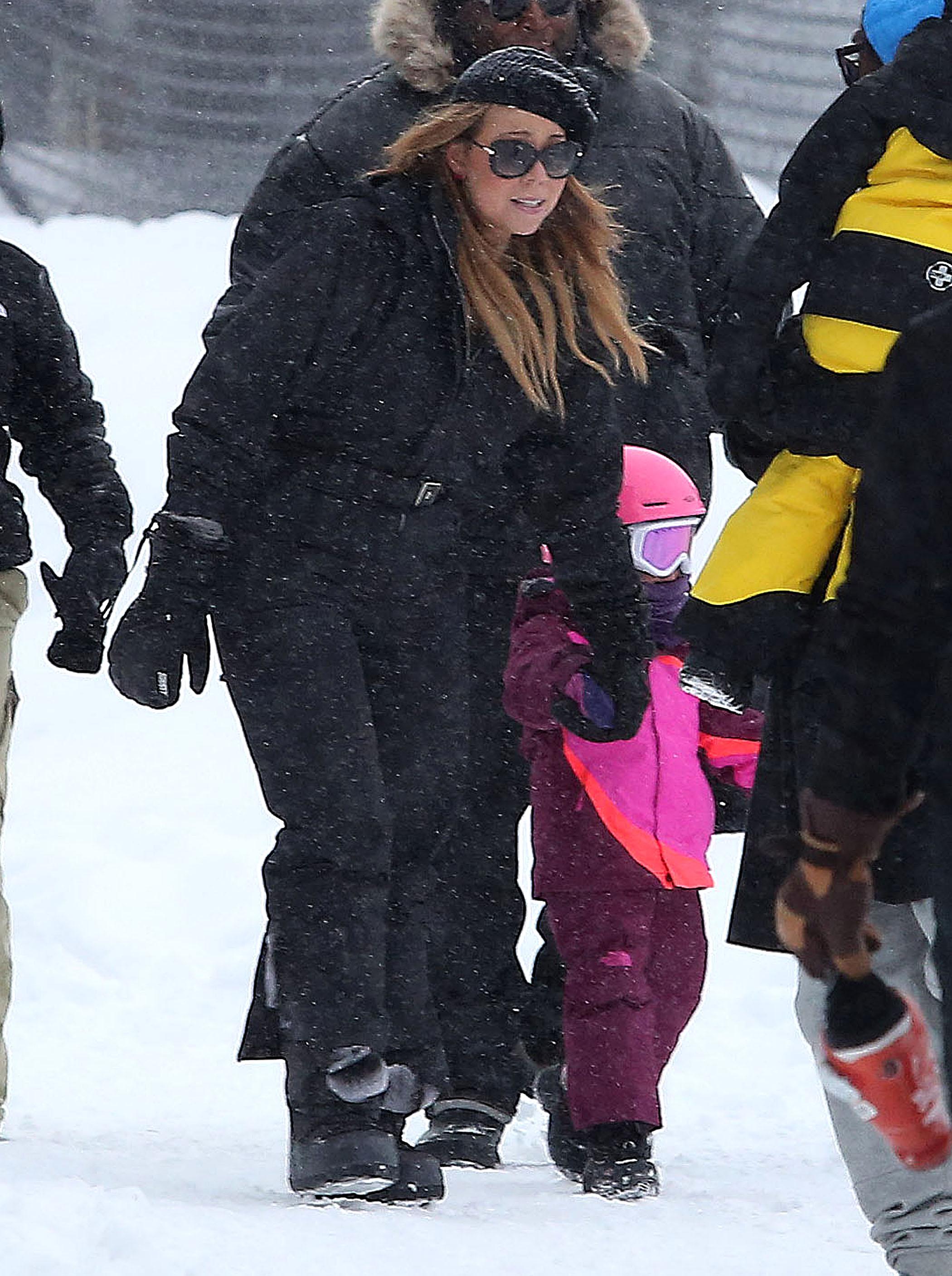 Mariah Carey hit the slopes in Aspen **NO DAILY MAIL SALES**