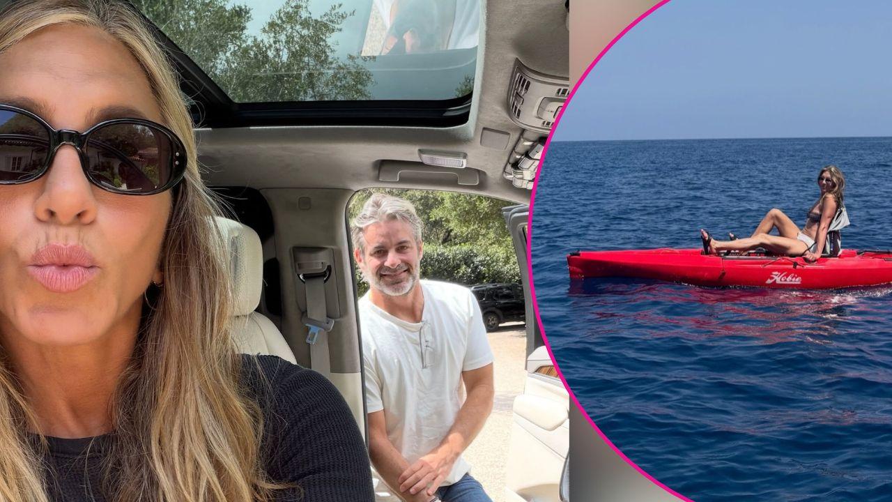 jennifer aniston flaunts her bikini body as she shares summer snaps with boyfriend jim curtis