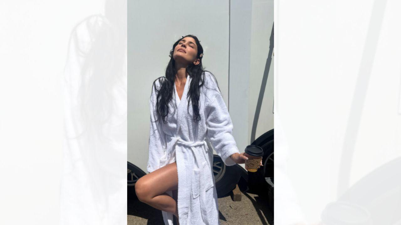 Image of Kylie Jenner was on set for a photoshoot with fashion brand Stella McCartney.