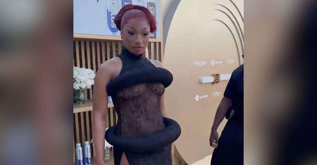 megan thee stallion exposes nipples see through dress gala