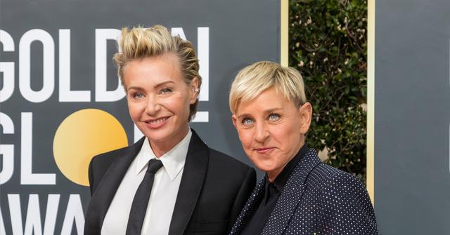 beaming ellen degeneres portia de rossi cozy together pp
