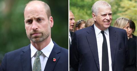 split photo of prince william and andrew