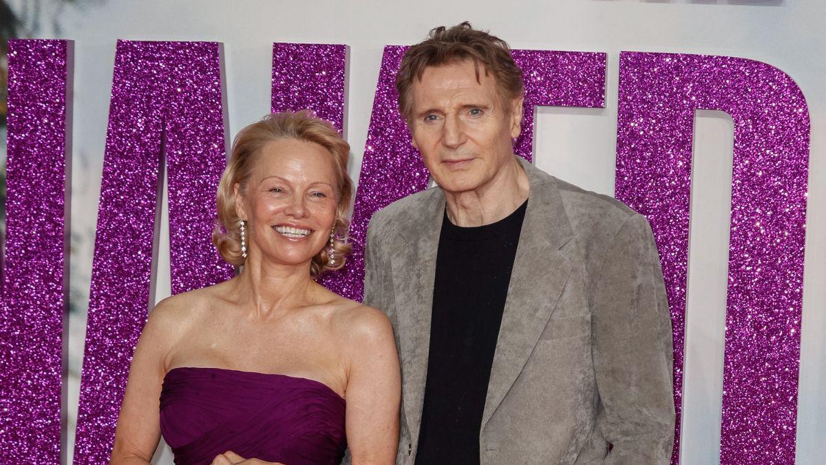 Photo of Pamela Anderson and Liam Neeson.