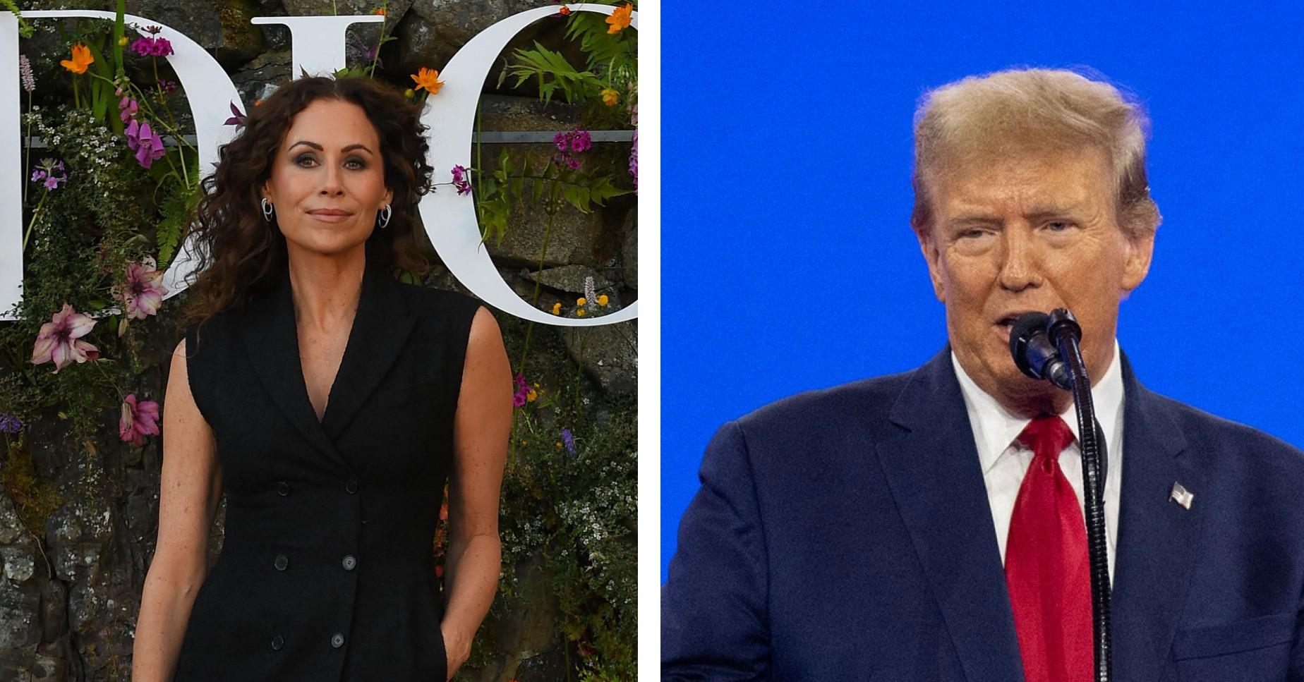 Composite photo of Minnie Driver and Donald Trump. 