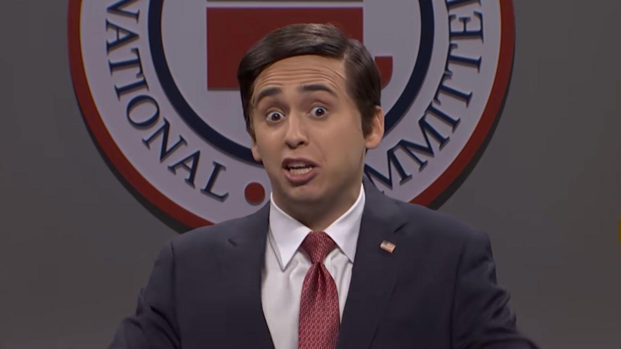 Image of Marcello Hernández played Marco Rubio during the fictional campaign production.