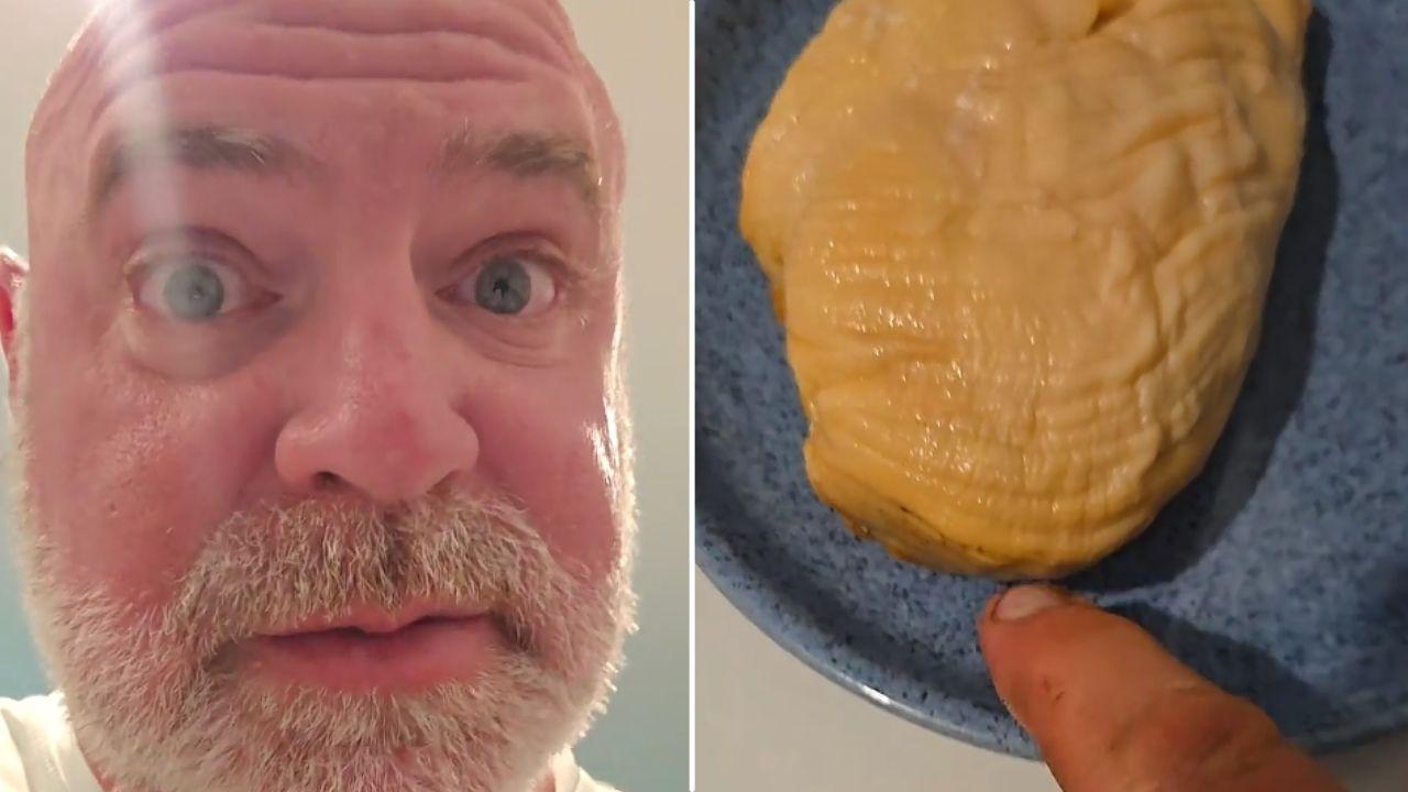 Image of the chicken breast displayed ridges across its surface, prompting Fraser Morse to question how it was made.