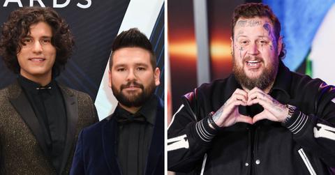 split photo of Dan + Shay & Jelly Roll