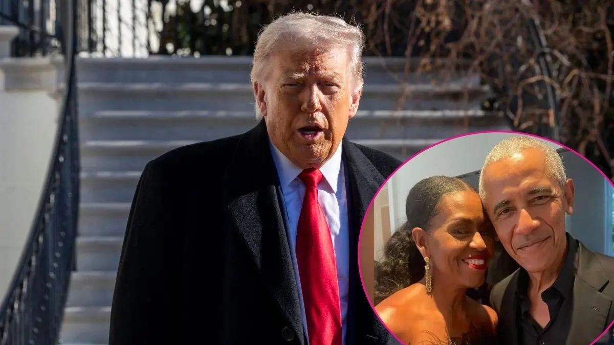 Composite photo of Donald Trump, Michelle Obama and Barack Obama