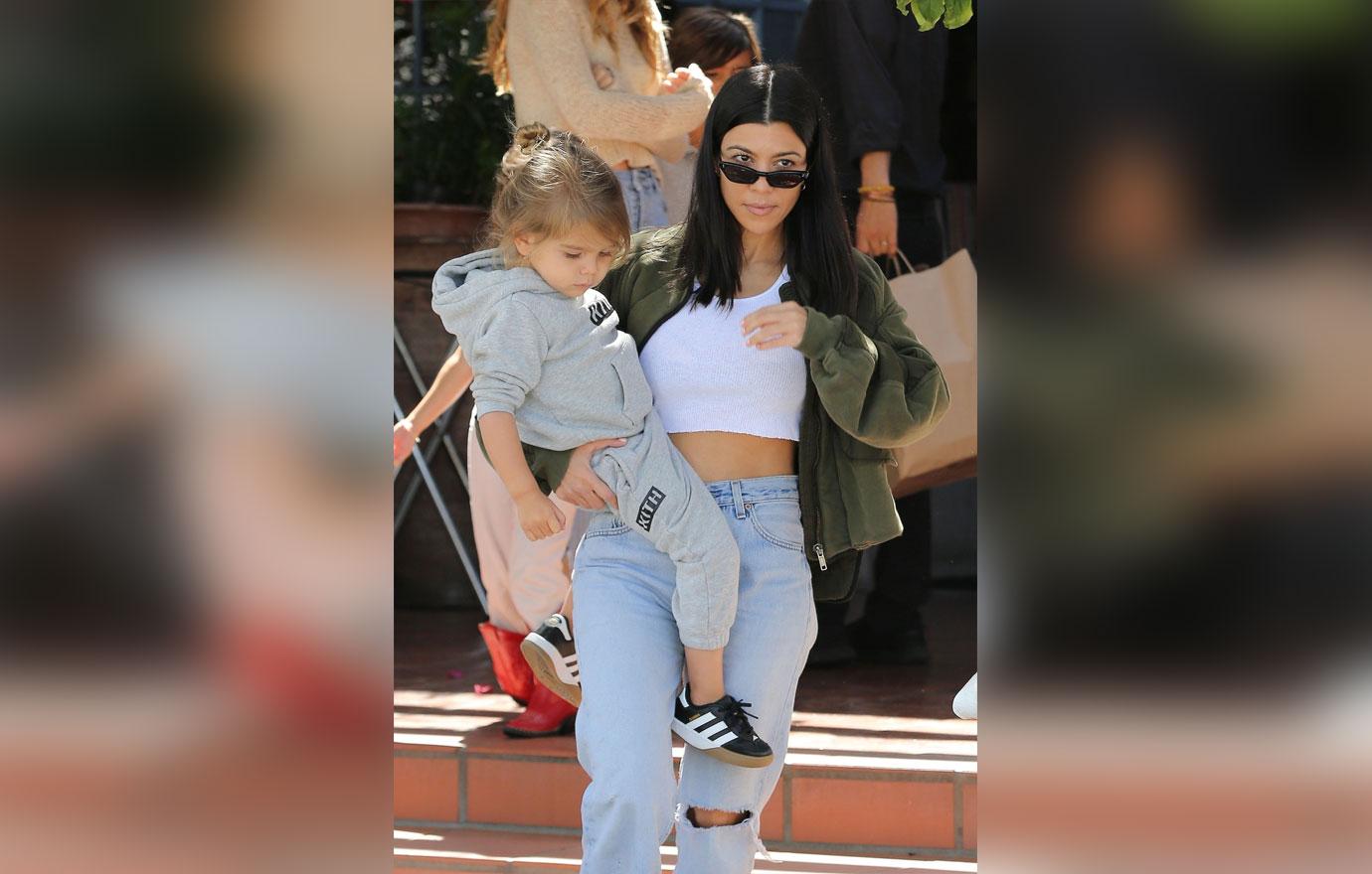 *EXCLUSIVE* Birthday girl Kourtney Kardashian and her kids leave Taverna Tony after lunch