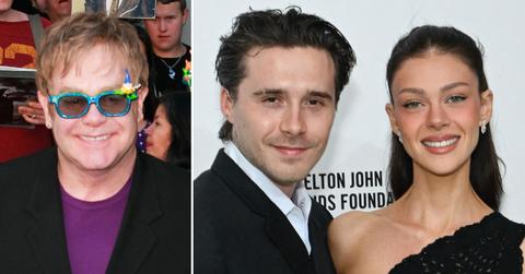 split image of Elton John, Brooklyn Beckham, and Nicola Peltz