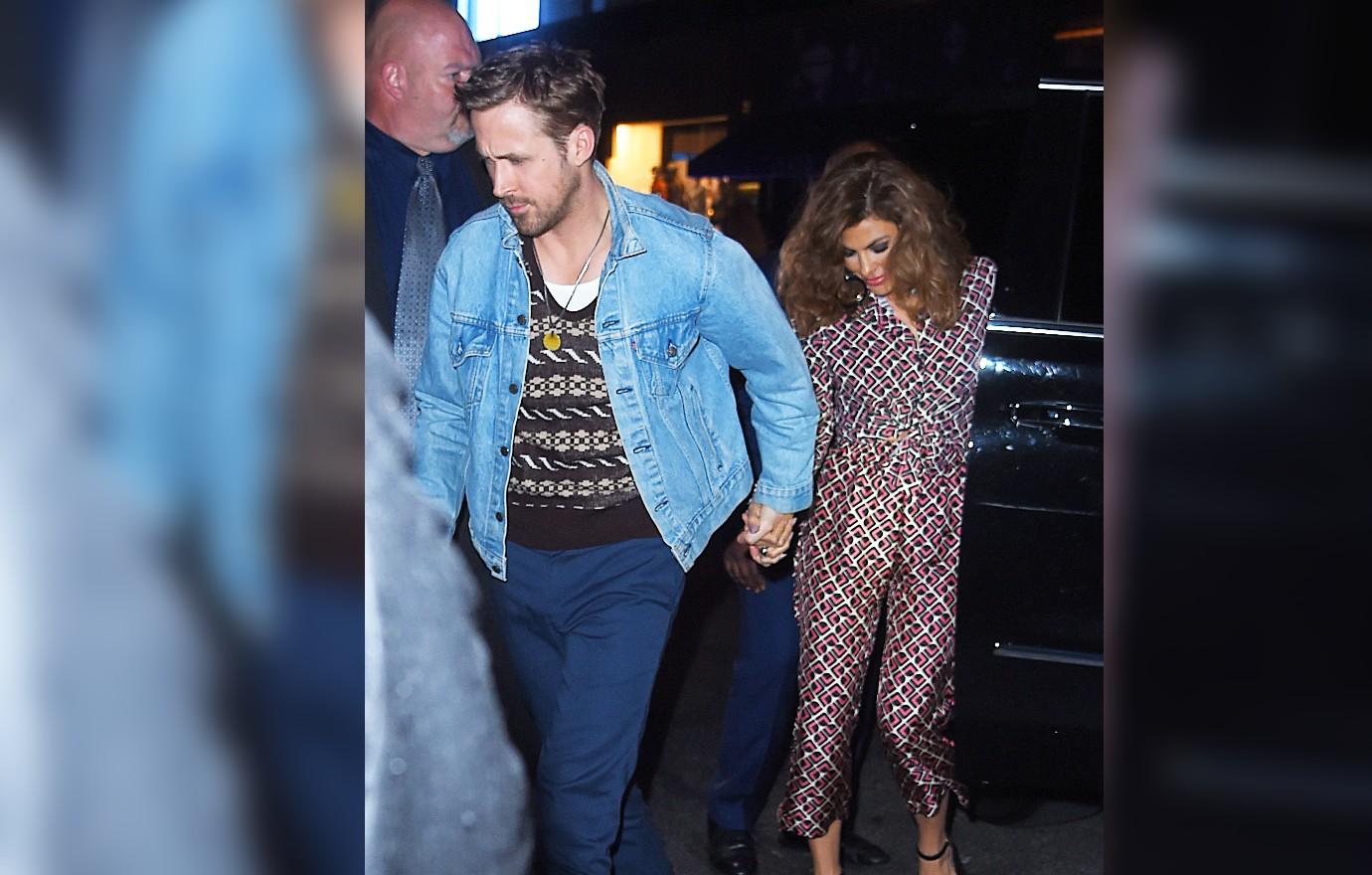 Eva Mendes slips into torn denim shorts to film beside rugged Ryan Gosling