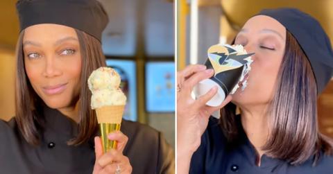 Two photos of Tyra Banks