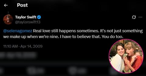 Composite Photos of Taylor Swift's Tweet, Selena Gomez and Taylor Swift